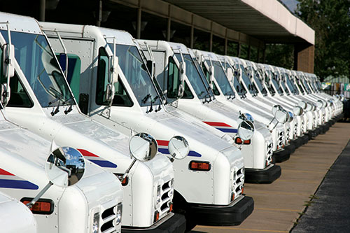 Row of mail trucks